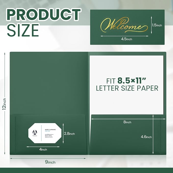 Henoyso 24 Count Welcome Pocket Folders, 9 x 12 Inch Two-Pocket Folder Gold - Image 2