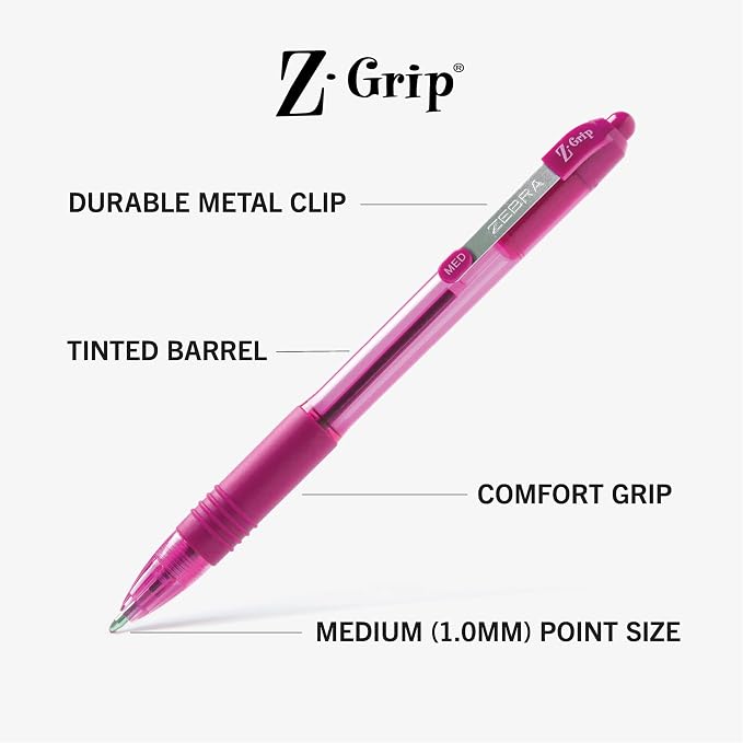 Zebra Pen Z-Grip Retractable Ballpoint Pen, Smooth-Flowing Assorted Fashion - Image 3