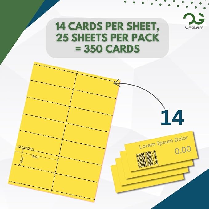 OfficeGear Yellow Shelf Edge Labels 14-up 38x105mm Printable A4 Perforated - Image 2