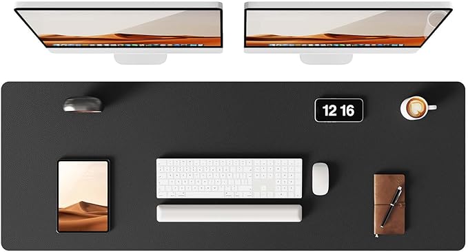 YSAGi Leather Desk Protector, Office Mat, Large Mouse Mat, Non-Slip PU Leather Blotter, Laptop Pad, Waterproof Writing Pad for Office and Home (Black, 47" x 17")-DeskLoop Office