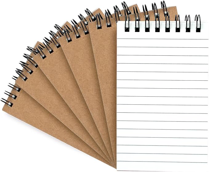 6 Pack 3x5" Spiral Pocket Notebook, College Ruled Small Notepad by wavamawa