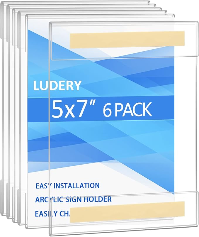 Acrylic Sign Holder 5 x 7 Wall Mount, Wall Mount Sign Holders, Plastic Wall by Ludery