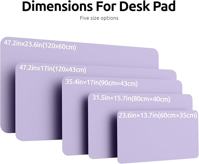 YSAGi Leather Desk Pad Protector, Office Desk Mat, Large Mouse Pad, Non-Slip PU Leather Desk Blotter, Laptop Desk Pad, Waterproof Desk Writing Pad for Office and Home (Light Purple, 47" x 17")-DeskLoop Office