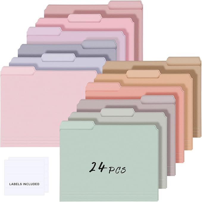 24 Pcs File Folders 9.5x11.6 Inch Manilla Folders Letter Size by Resholder