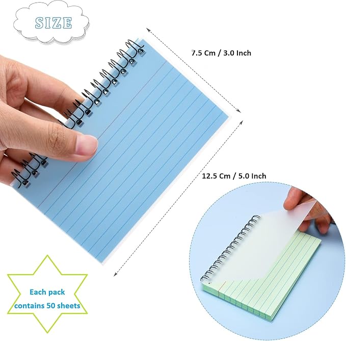 FRIUSATE Index Cards with Ring, 3x5 Inches Spiral Flashcards, Colored Ruled - Image 2
