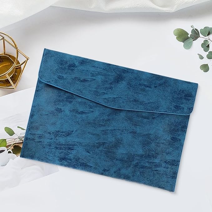 A4 PU Leather Portfolio Filing Envelope Oragnizer Thin Waterproof File Holder - Image 7