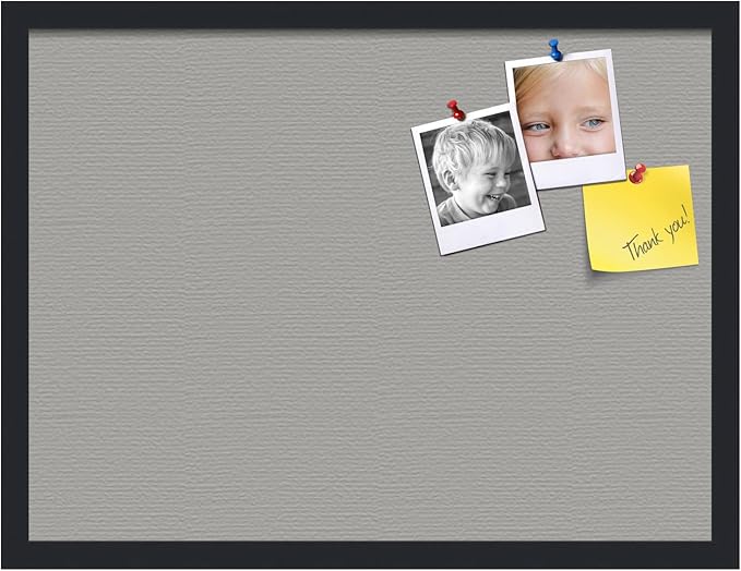 PinPix 24x18 Inch Cork Bulletin Board. This Decorative Framed Pin Board Comes with Dark Stone Design and a Satin Black Frame. Ideal for Home Office Decor or Message Board (PinPix-1808)-DeskLoop Office