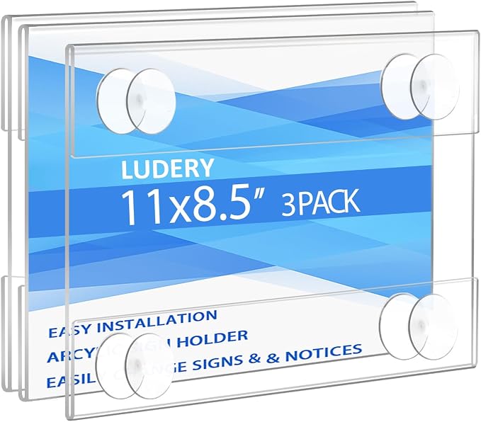 Acrylic Window Sign Holder 8.5 x 11 by Ludery