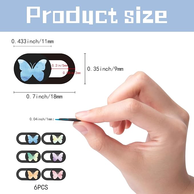 6Pcs Laptop Camera Cover Slide Butterfly 0.04 Inch Ultra Thin Webcam Privacy - Image 2