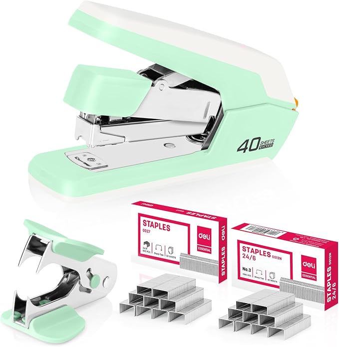Deli Effortless Desktop Stapler, Heavy Duty Stapler, 40-50 Sheet Capacity by delioffice