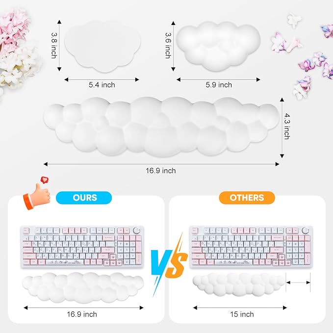 JIKIOU Upgrade Leather Cloud Keyboard Wrist Rest, Cloud Wrist Rest - Image 2