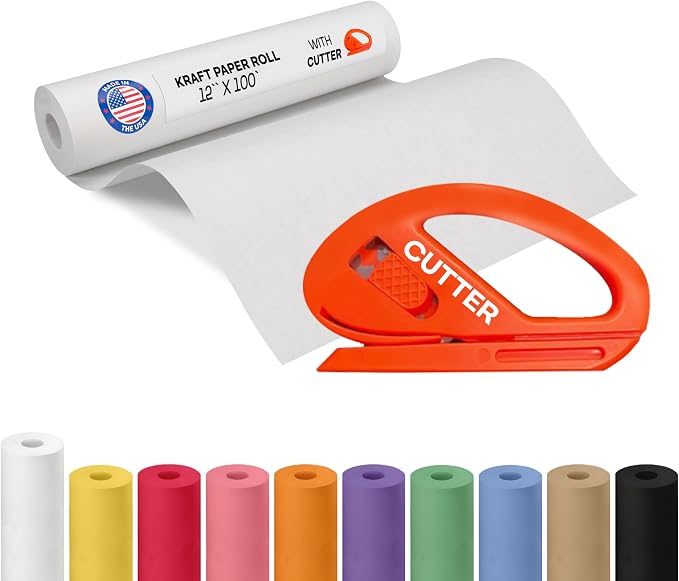White Kraft Paper Roll 12" x 1200" by IDLPackaging