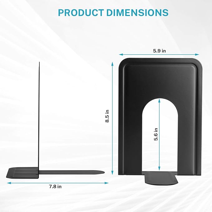 MaxGear 8.5 in Extra Large Heavy Duty Book Ends, Classic Book Stopper - Image 6