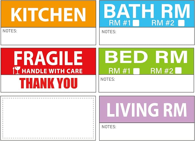 Yoget 42x90mm Large Home Moving Labels by EasyYourLifeFromHere