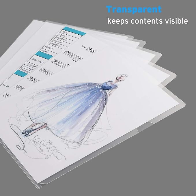 Sooez 25 Pack Clear Document Folder Project Pockets, Plastic File Folders - Image 2