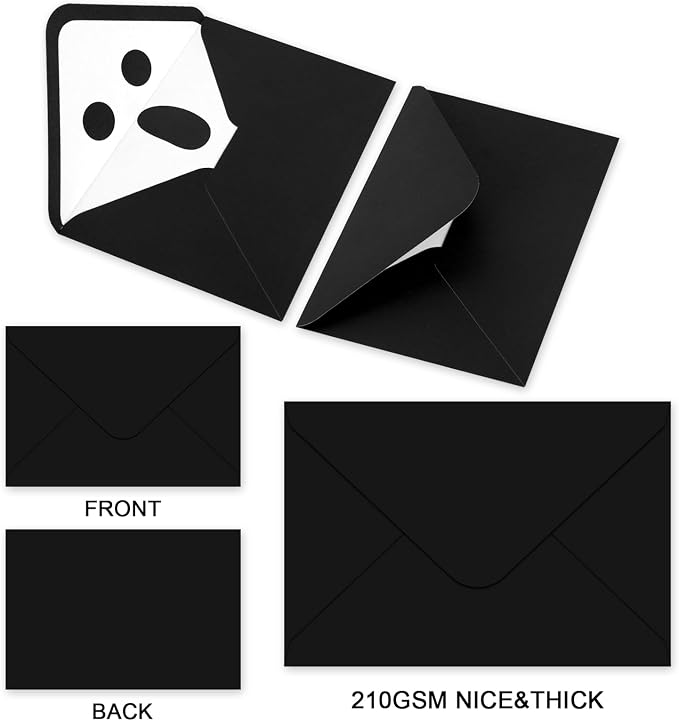 Whaline 50Pcs Halloween Envelopes White Black Ghost Invitation Envelope - Image 3