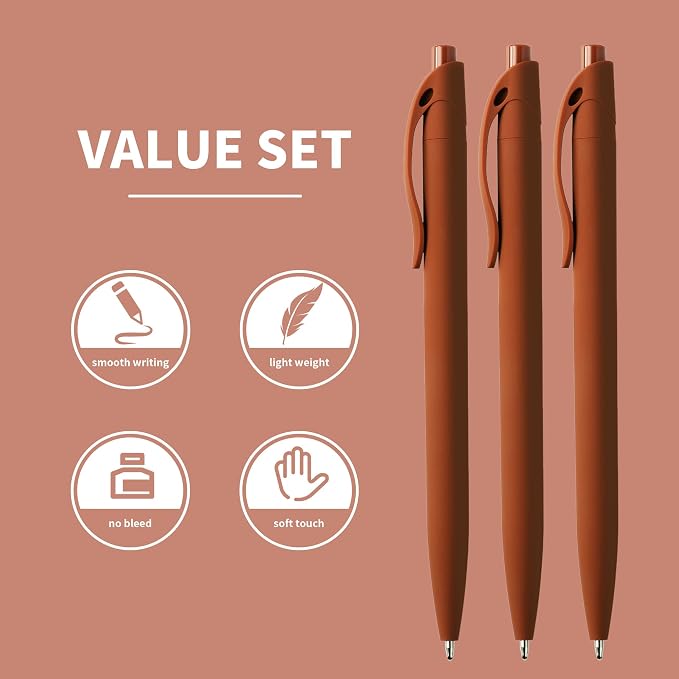 deegtran Pens Bulk, 50 Pack No Bleed Brown Click Pen, Wholesale Retractable - Image 2