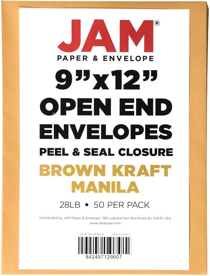 LUXPaper 9 x 12 Open End Envelopes | Peel & Press | Brown Kraft | 28lb. Text | - Image 6