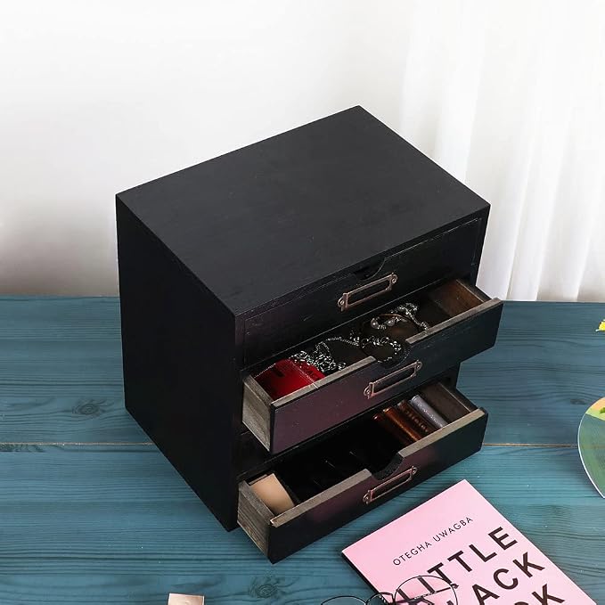 Wooden Storage Box Rustic Desktop Organizer - Image 5