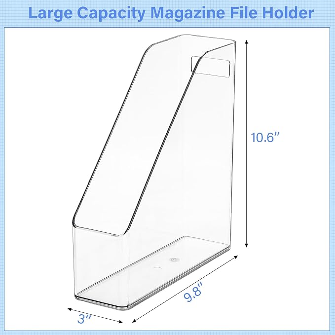 WRINGKIT 4 Pack Clear Magazine Holder, File Magazine Rack - Image 2