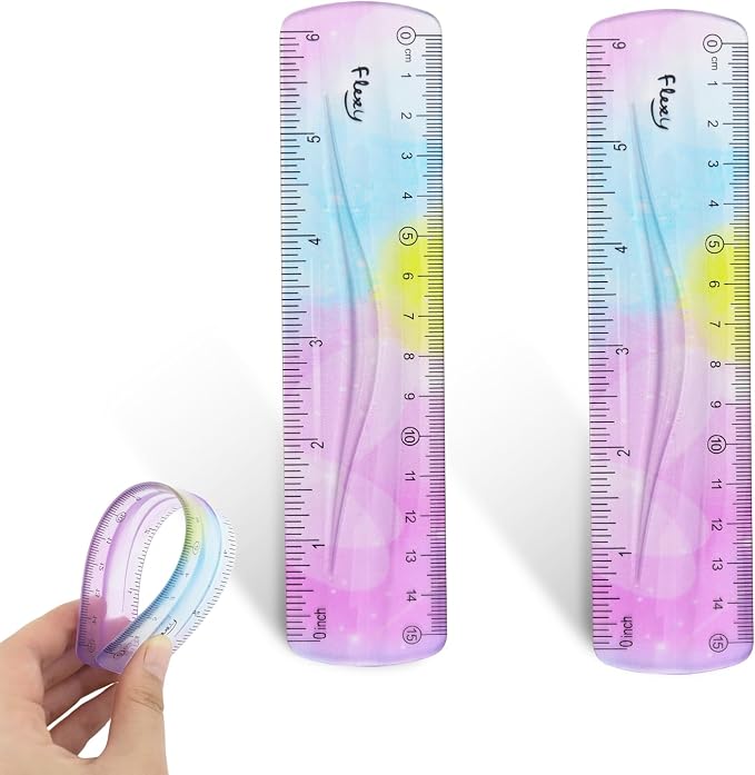 2 Pack Flexible Ruler Set, 6 Inch Bendable Rulers by Cfyosnk