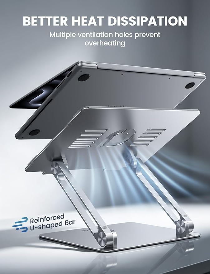Lamicall Adjustable Laptop Stand, Portable Laptop Riser, Aluminum Laptop Stand - Image 6