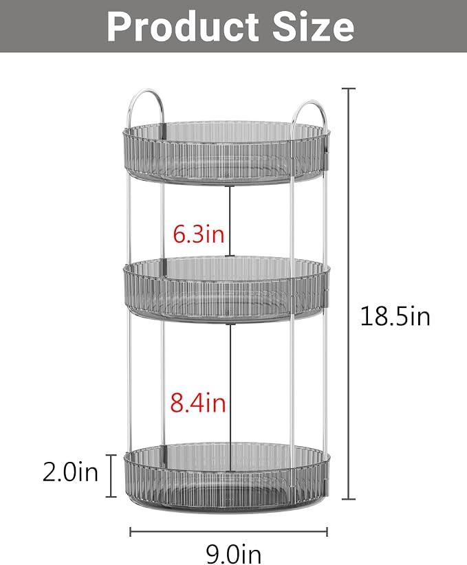 Asayuee 360 Rotating Makeup Organizer, 3 Tier Large Capacity Make Up Organizers - Image 2