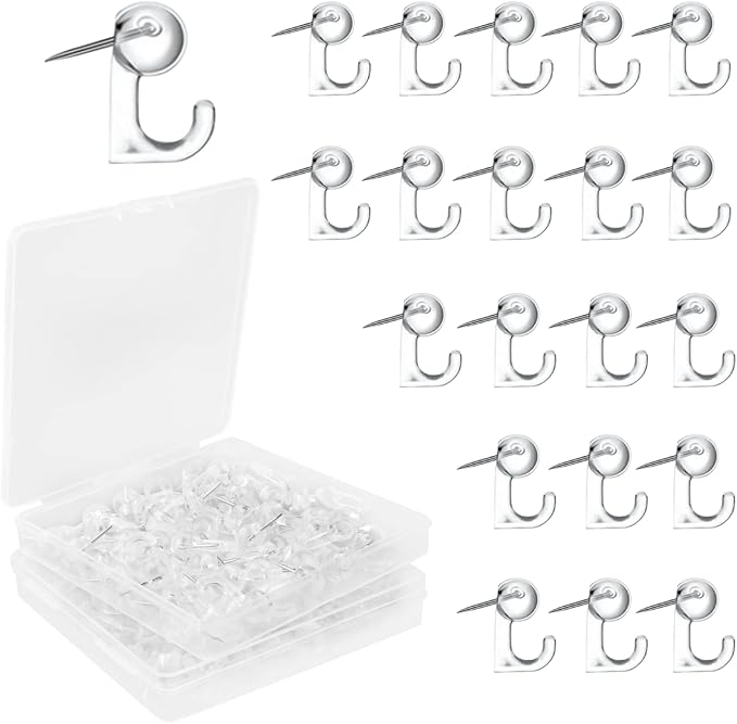 100 Pcs Push Pin Hooks Plastic Heads Pin Tacks Wall Decorative Thumb Tacks Hook by Cositina