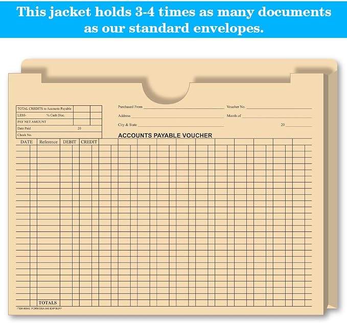 1" Expandable Accounts Payable A/P Voucher Envelopes 11.75 x 9.5, Pack 50 | - Image 2