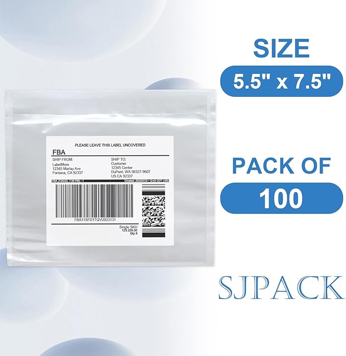 SJPACK 7.5" x 5.5" Shipping Label Sleeves, Label Envelopes Pouches - Image 2