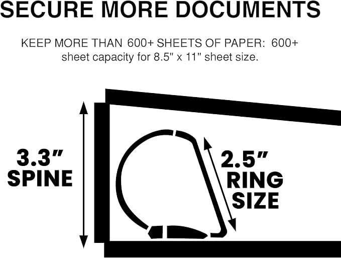 3 Ring Binder, 2.5" D-Ring, Holds 8.5" x 11" Pages, Heavy Duty Clear View Cover - Image 2
