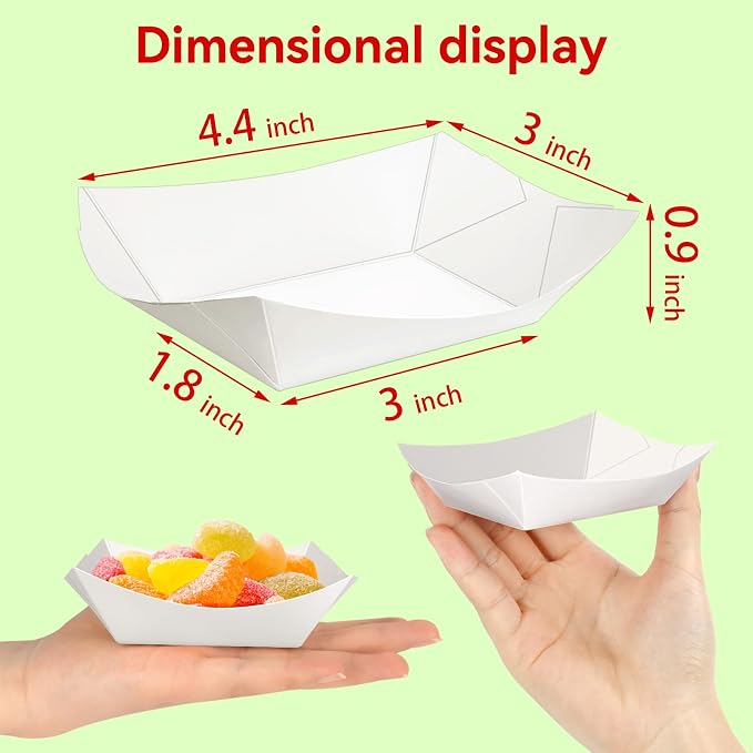 200 Pack White 1/4Lb Paper Food Boat Trays Disposable Small Paper Boats Plates - Image 3