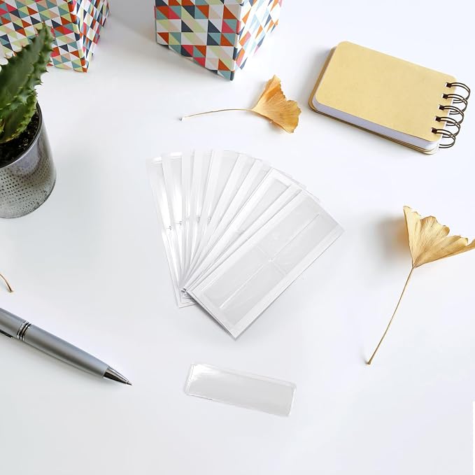 Hedume 200 Pack Label Holders, 3 x 1 Inch Clear Adhesive Shelf Tag, PVC Index - Image 6