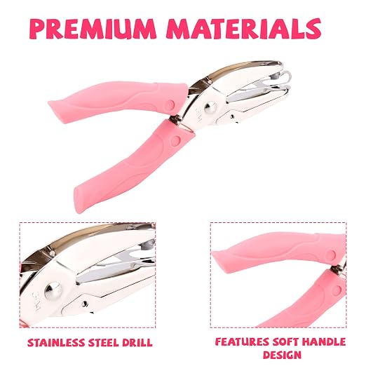 AIEX Heart-Shape Hole Punch, 5.5mm/0.22in Pink Handle Single Hole Paper Punchers - Image 3