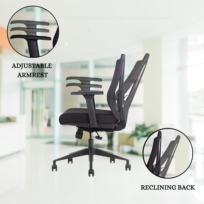 Bitchair Ergonomic Mesh Conference Room Chair - Adjustable Lumbar Support Computer Desk Chair with Height Adjustable Arms - Seat Depth Adjustable Office Chair - (Black) (Pack of 4)-DeskLoop Office