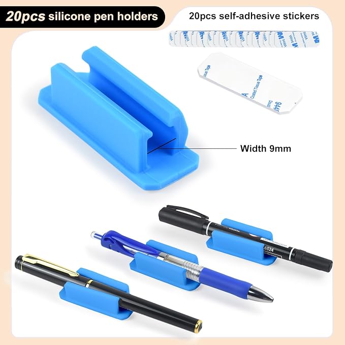 20 Pack Silicone Pencil Holders, Adhesive Pen And Marker Holders, Wall - Image 4