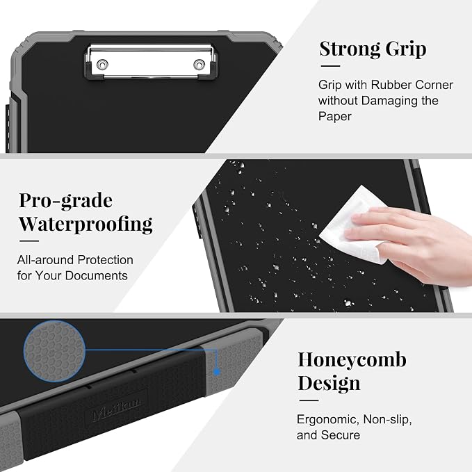 Meiikun Clipboard with Storage, Rugged Shockproof Protective, Internal Pen - Image 6