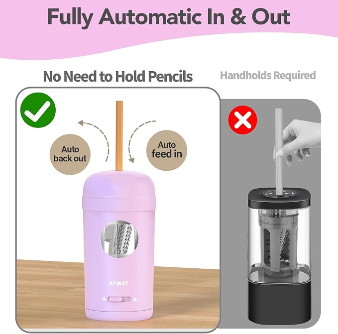 AFMAT Electric Pencil Sharpener, Fully Automatic Pencil Sharpener - Image 2