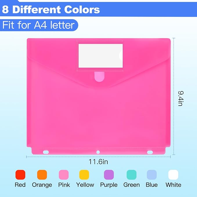 Azureal 8 Pack Binder Organizer, Plastic Binder Pockets - Image 2