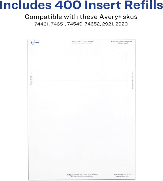 Avery Customizable Name Badge Inserts, 2.25" x 3.5", 400 Printable Name Tag - Image 3
