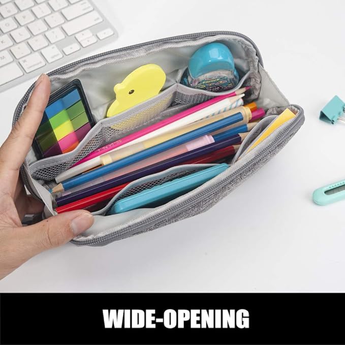 Sooez Wide-Opening Pencil Pen Case, Lightweight & Spacious Pencil Bag Pouch Box - Image 3