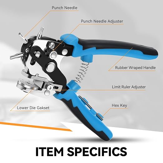 Auto Dynasty 6-in-1 Hole Punch Tools Multi-Purpose Stainless Steel Adjustable - Image 6