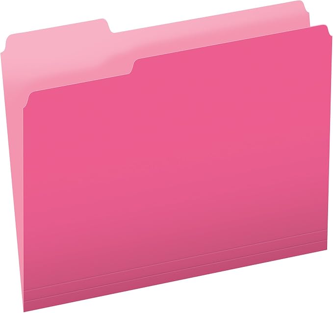 Pendaflex Pink File Folders, 100 Pack, Letter Size, Durable Pink Folders by TOPSProducts