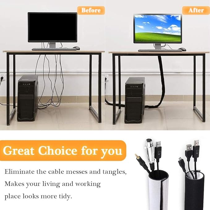 120" Neoprene Cable Management Organizer, Reversible Flexible Cuttable DIY Hole - Image 3