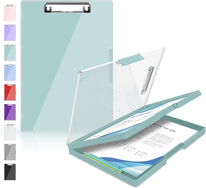 Sooez Clipboard with Storage, Heavy Duty Cleaview Clip Boards 8.5x11 with Dual by Sooez