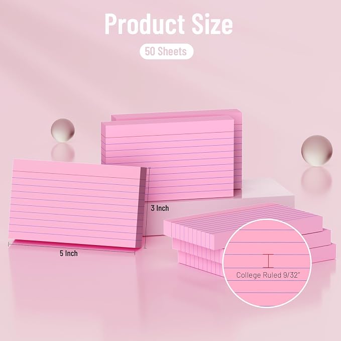 250 Count Index Cards 3x5 Inch Colored Ruled Lined Heavyweight Flash Cards - Image 2