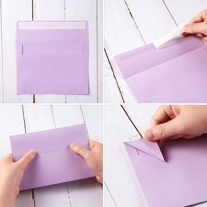 50 Pack 5 x 7 Envelopes A7 Self Seal, 5.24 x 7.21 Inches, Light Purple | - Image 3