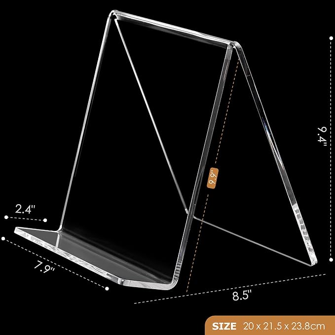 SANRUI 2 Pack Acrylic Book Display Stand 8x11 Inch, A4 Clear Easel Base Holder - Image 2