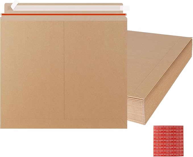 zmybcpack 25 Pack 12.75x15 inch Kraft Rigid Mailer Self Seal Photo Document by zmybcpack