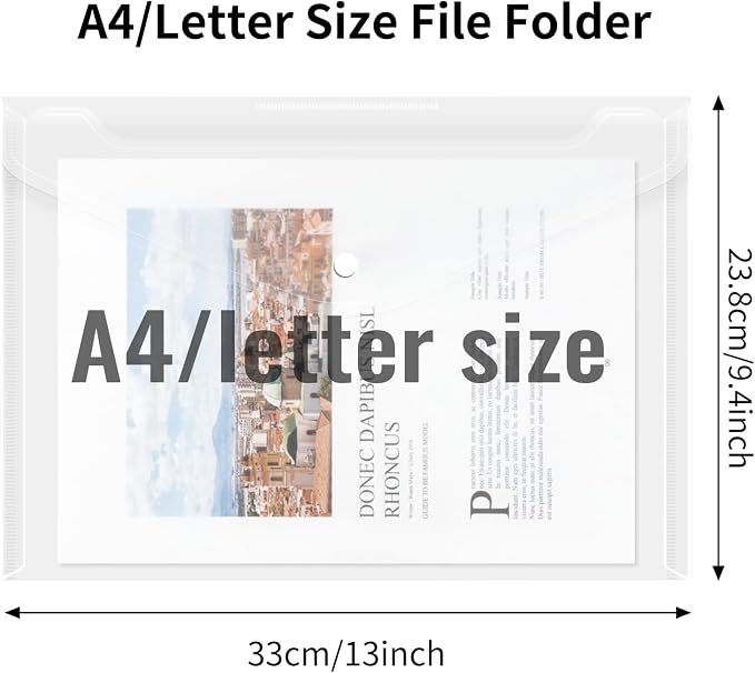 EOOUT 14pcs Plastic Envelopes, Letter Size, A4 Size, Waterproof Plastic File - Image 2